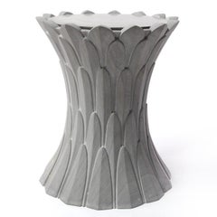 Feathers Art Deco End Table in Agra Grey Stone Designed by Stephanie Odegard