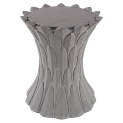 Feathers Art Deco End Table in Agra Grey Stone Designed by Stephanie Odegard