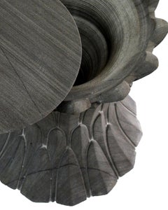 Feathers Art Deco Side Table in Agra Grey Stone Designed by Stephanie Odegard