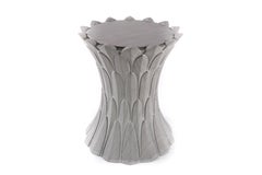 Feathers Marble Side Table Hand-Carved Small Round Marble Side Table