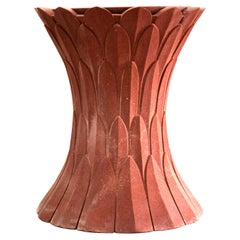 Feathers Side Table in Agra Red Stone Handcrafted In India