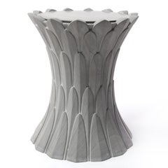 Feathers Side Table in Agra Grey Stone Handcrafted in India