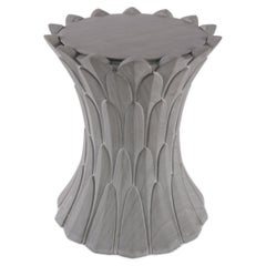 Feathers Side Table in Agra Grey Stone Handcrafted in India
