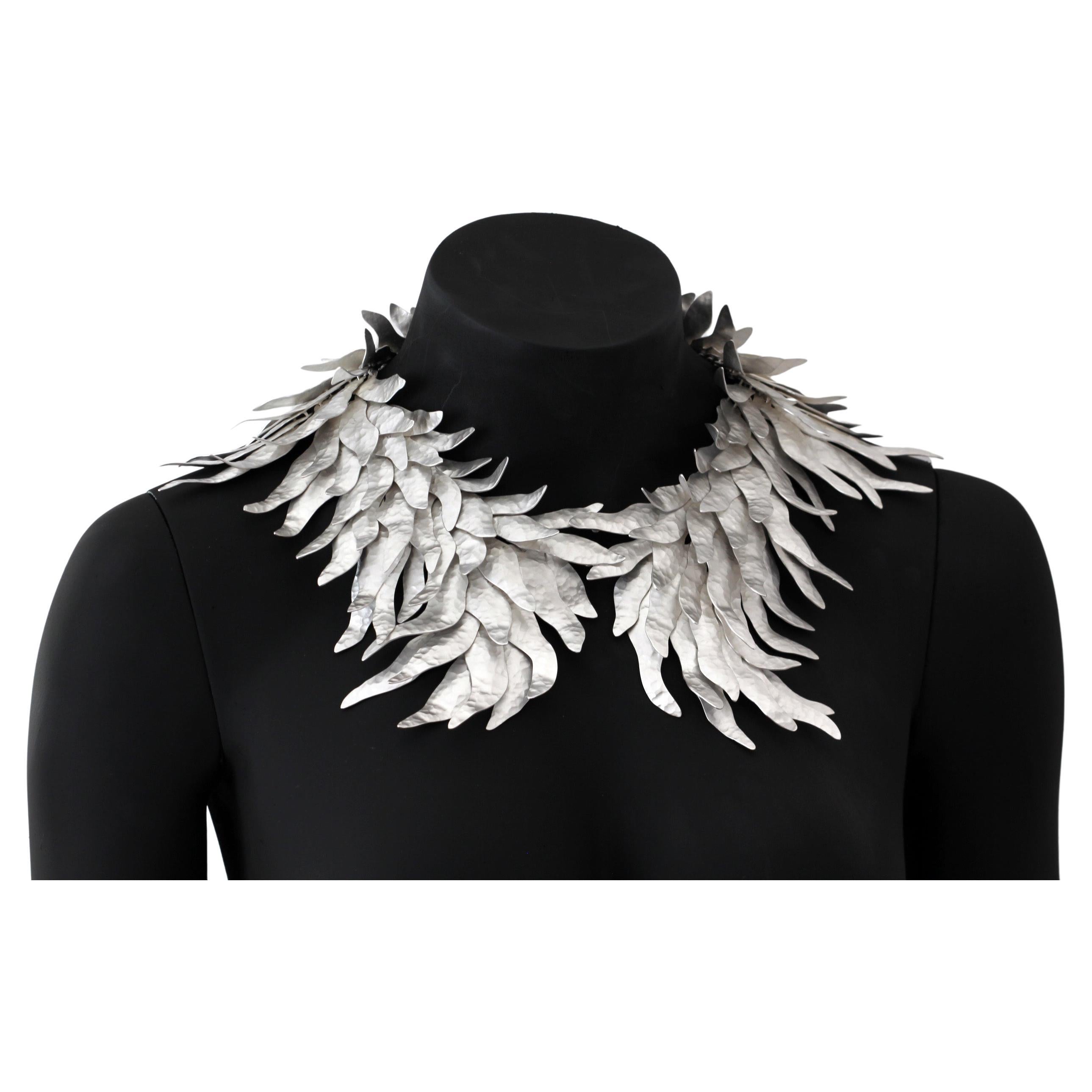 "Feathers" Silver Necklace by Romoherrera For Sale