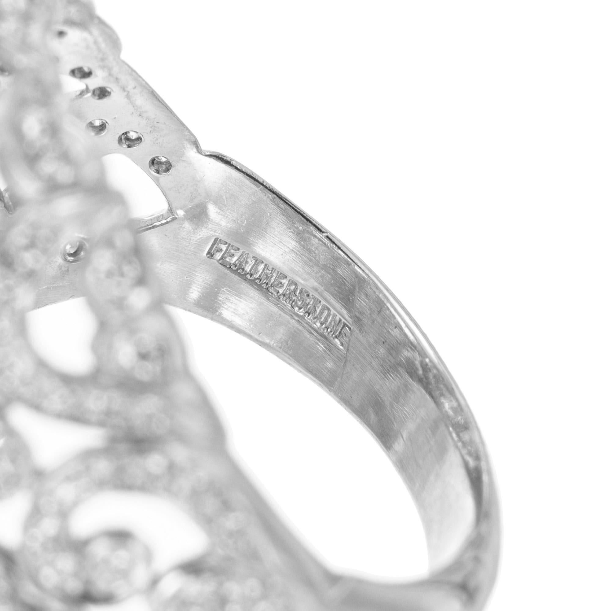 Featherstone 6.64 Carat Rectangular Aqua Diamond Platinum Cocktail Ring  For Sale 1
