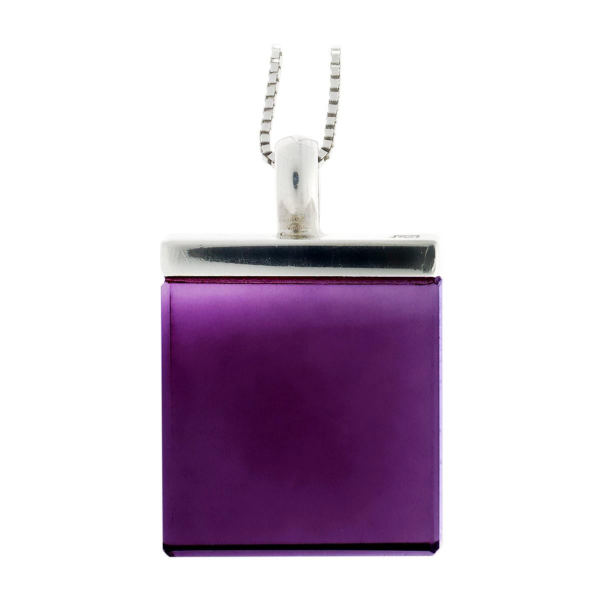 Featured in Vogue Designer Sterling Silver Pendant Necklace with Vivid Amethyst