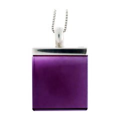 Featured in Vogue Designer Sterling Silver Pendant Necklace with Vivid Amethyst