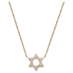Collar Colgante Estrella de David 14K con Diamantes