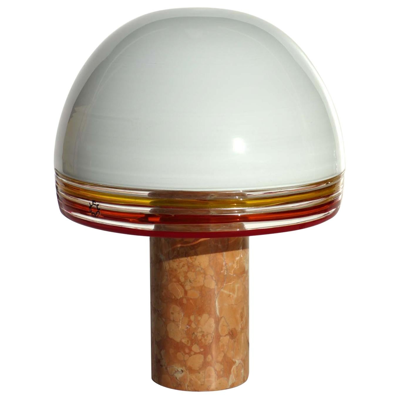 Tischlampe ""Febo" von Roberto Pamio & Toso für Leucos, Italienisches Design, Glas und Marmor im Angebot