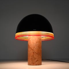 Lampada da tavolo "Febo", marmo rosso e vetro di Murano di Pamio & Toso per Leucos, anni '70