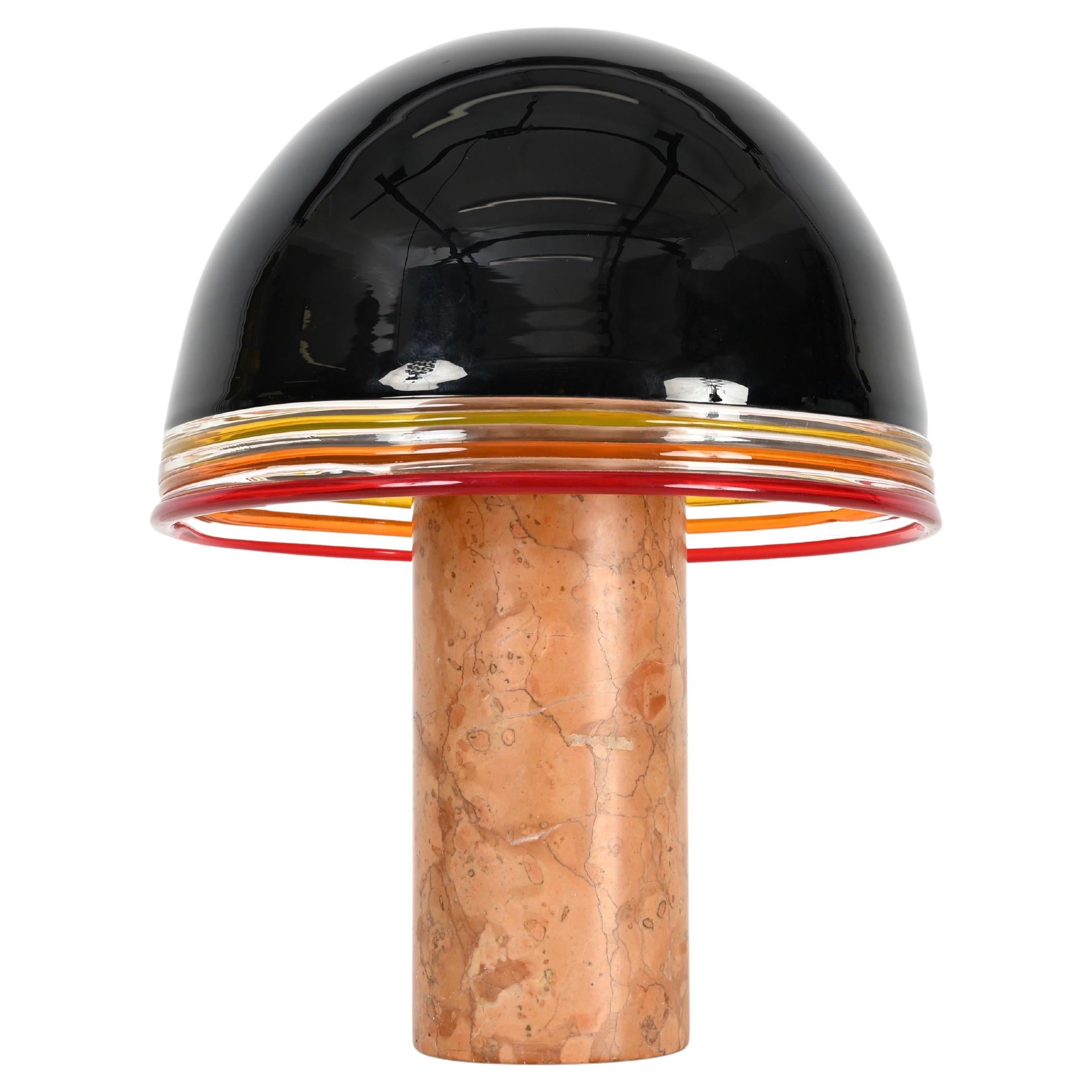 "Febo" Table Lamp, Red Marble and Murano Glass by Pamio & Toso for Leucos, 1970s