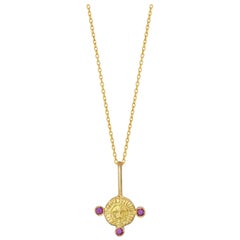 February Birthstone Pendant Necklace with Amethyst, 18 Karat Yellow Gold