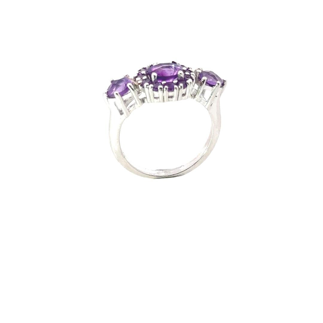For Sale:  February Bithstone Amethyst Cluster Women Ring in 925 Sterling Silver for Mother 3