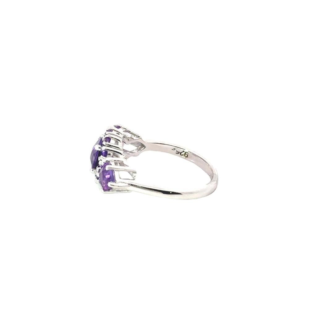 For Sale:  February Bithstone Amethyst Cluster Women Ring in 925 Sterling Silver for Mother 5