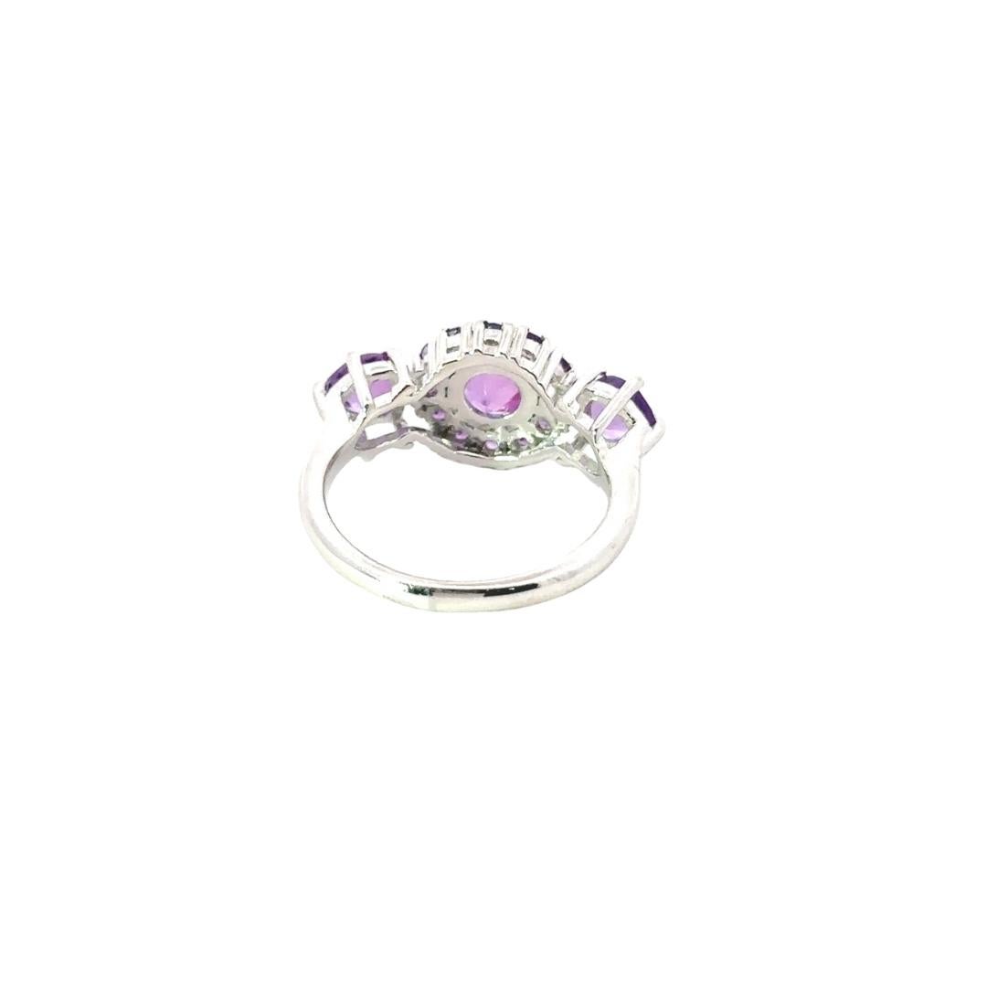 For Sale:  February Bithstone Amethyst Cluster Women Ring in 925 Sterling Silver for Mother 6