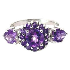 Februar Zweistein Amethyst-Cluster-Cluster-Damenring aus 925 Sterlingsilber für Mutter