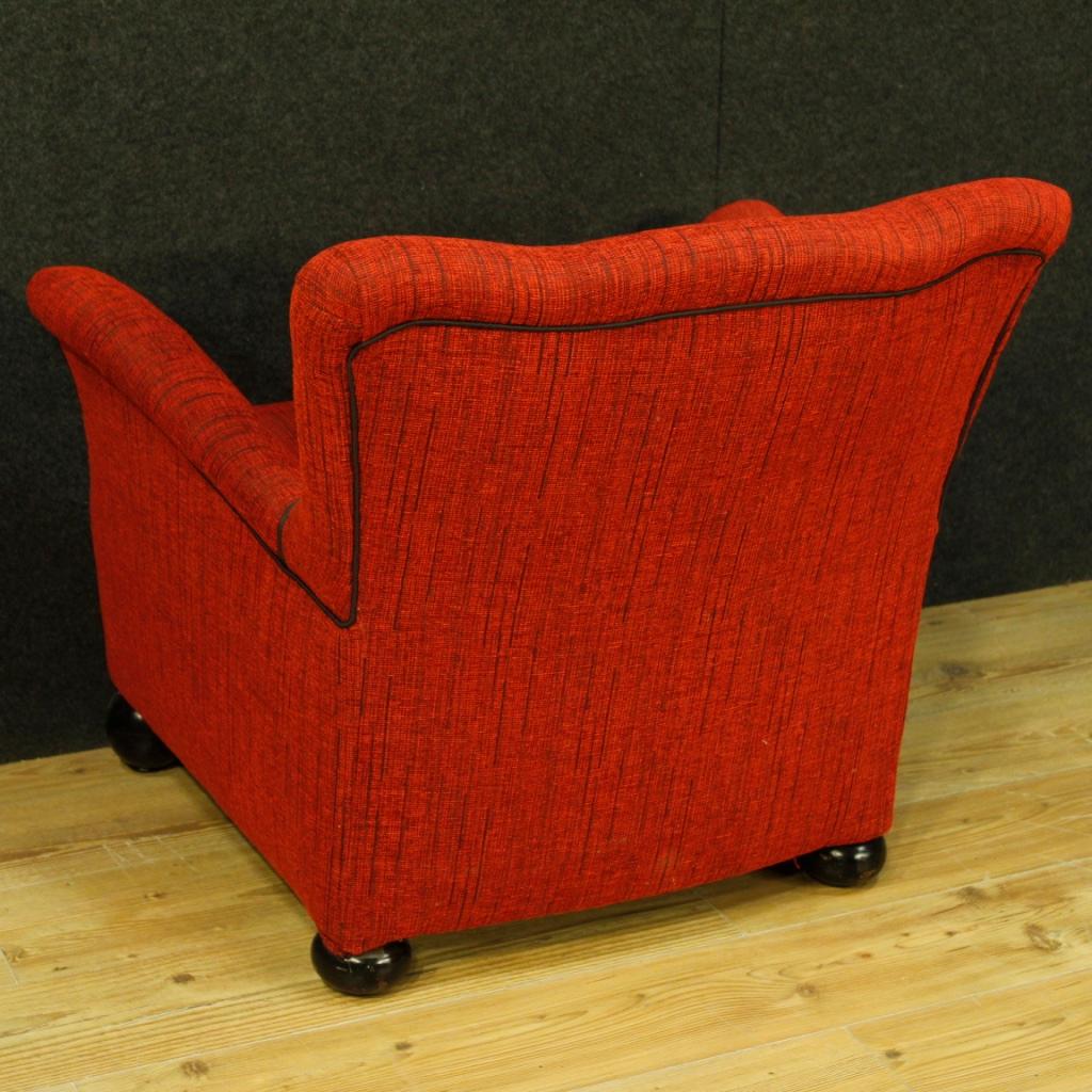 Fede Cheti 20th Century Red Fabric Italian Design Pair of Armchairs, 1950 3