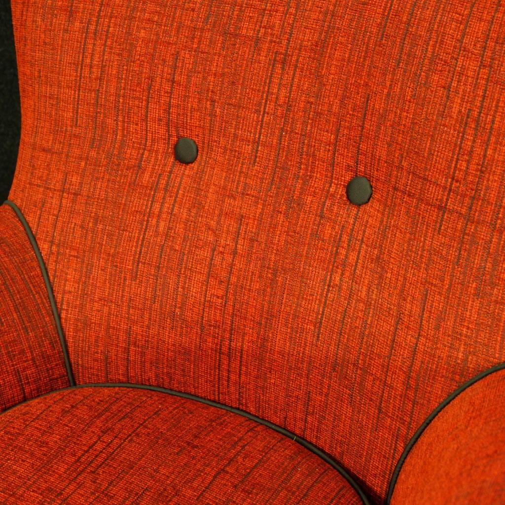 Fede Cheti 20th Century Red Fabric Italian Design Pair of Armchairs, 1950 4