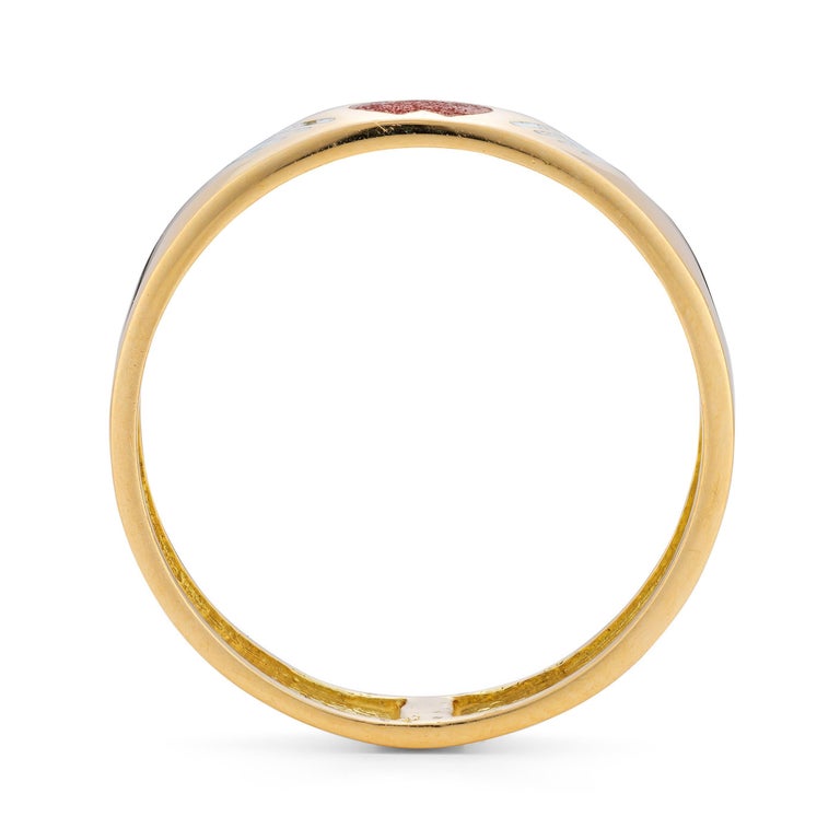 Fede Ring, 18 Karat Yellow Gold with Enamel Inlay For Sale at 1stDibs