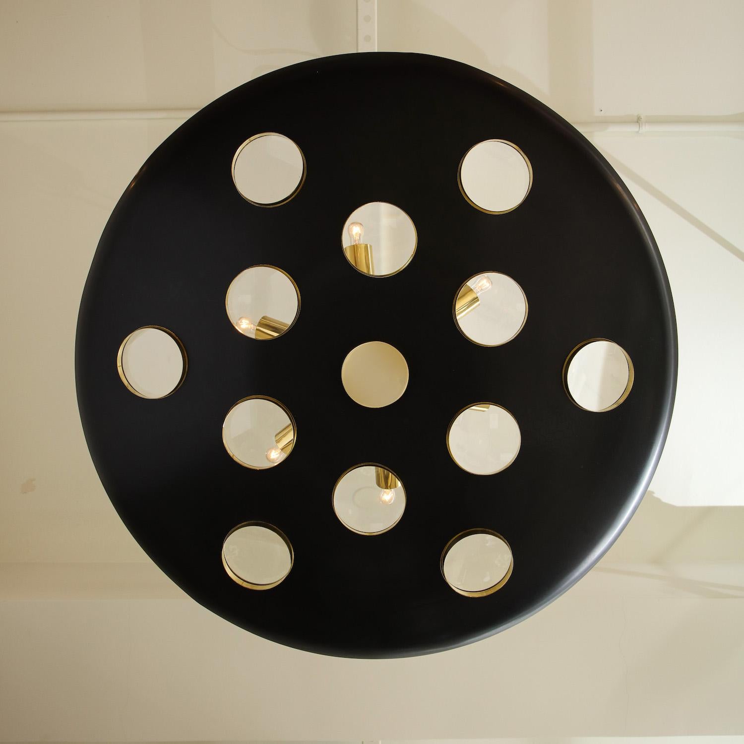 Modern Fedele Papagni Contemporary Black Saucer Pendant