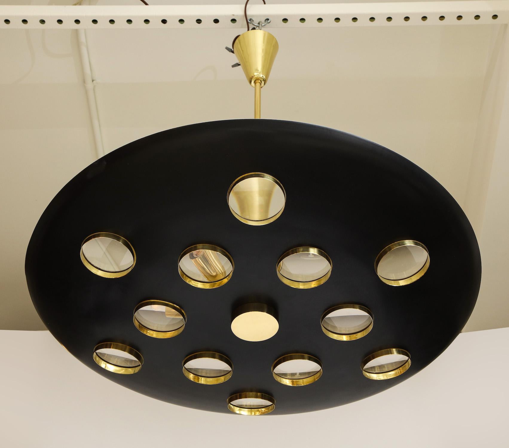 Italian Fedele Papagni Contemporary Black Saucer Pendant