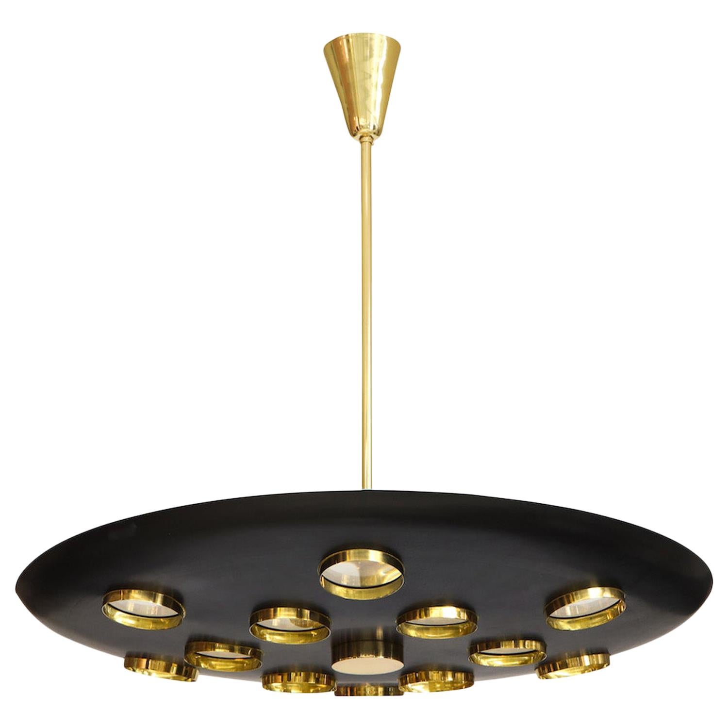 Contemporary Black Saucer Pendant