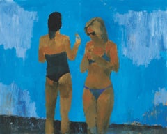 Poolside, two women by the pool in bathing suits