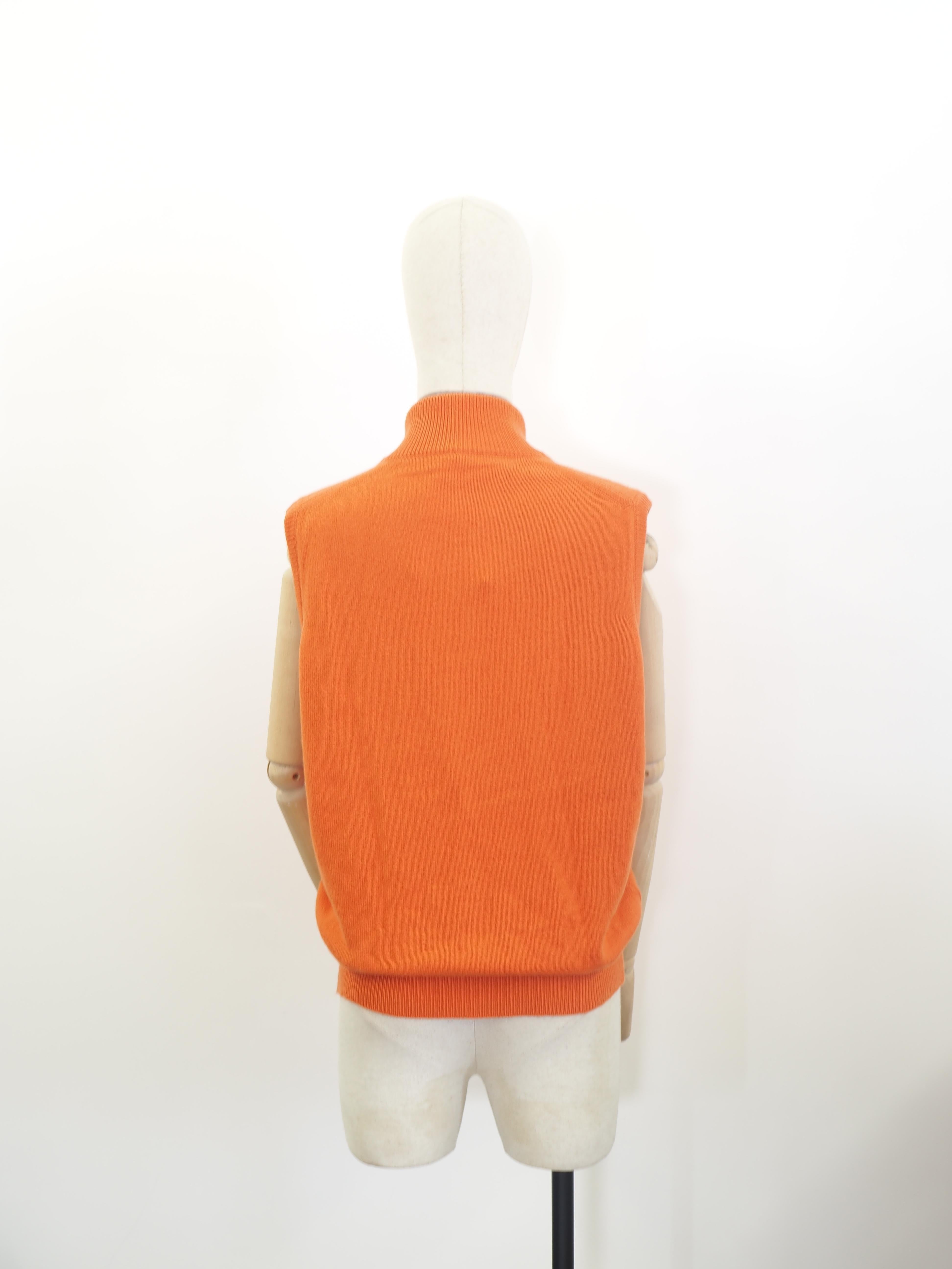 Fedeli orange cachemire vest In Good Condition For Sale In Capri, IT