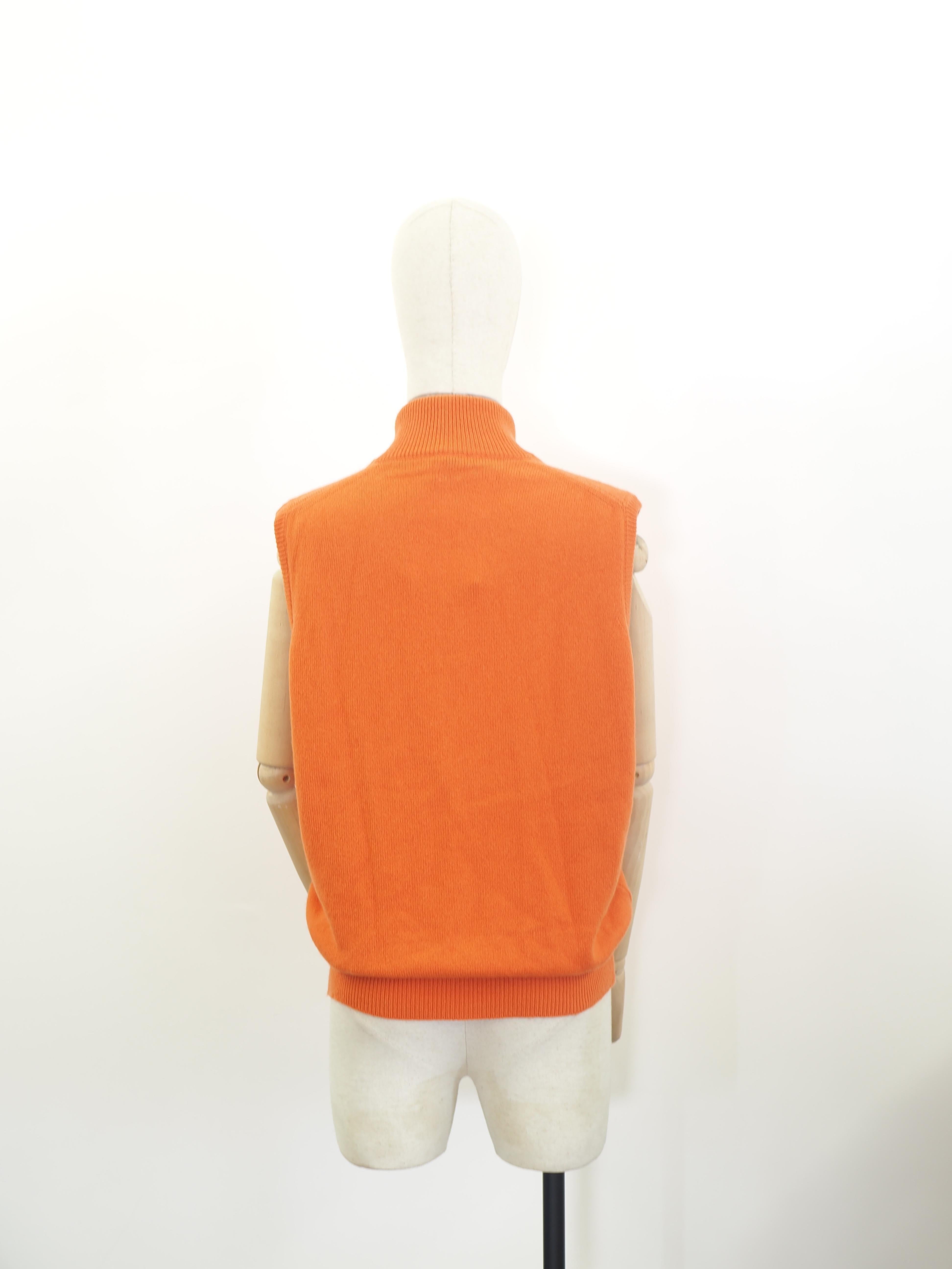 Fedeli orange cachemire vest For Sale 1