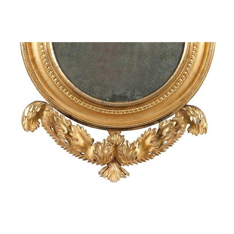 Carved 19th Century Federal Giltwood High Quality Convex Mirror