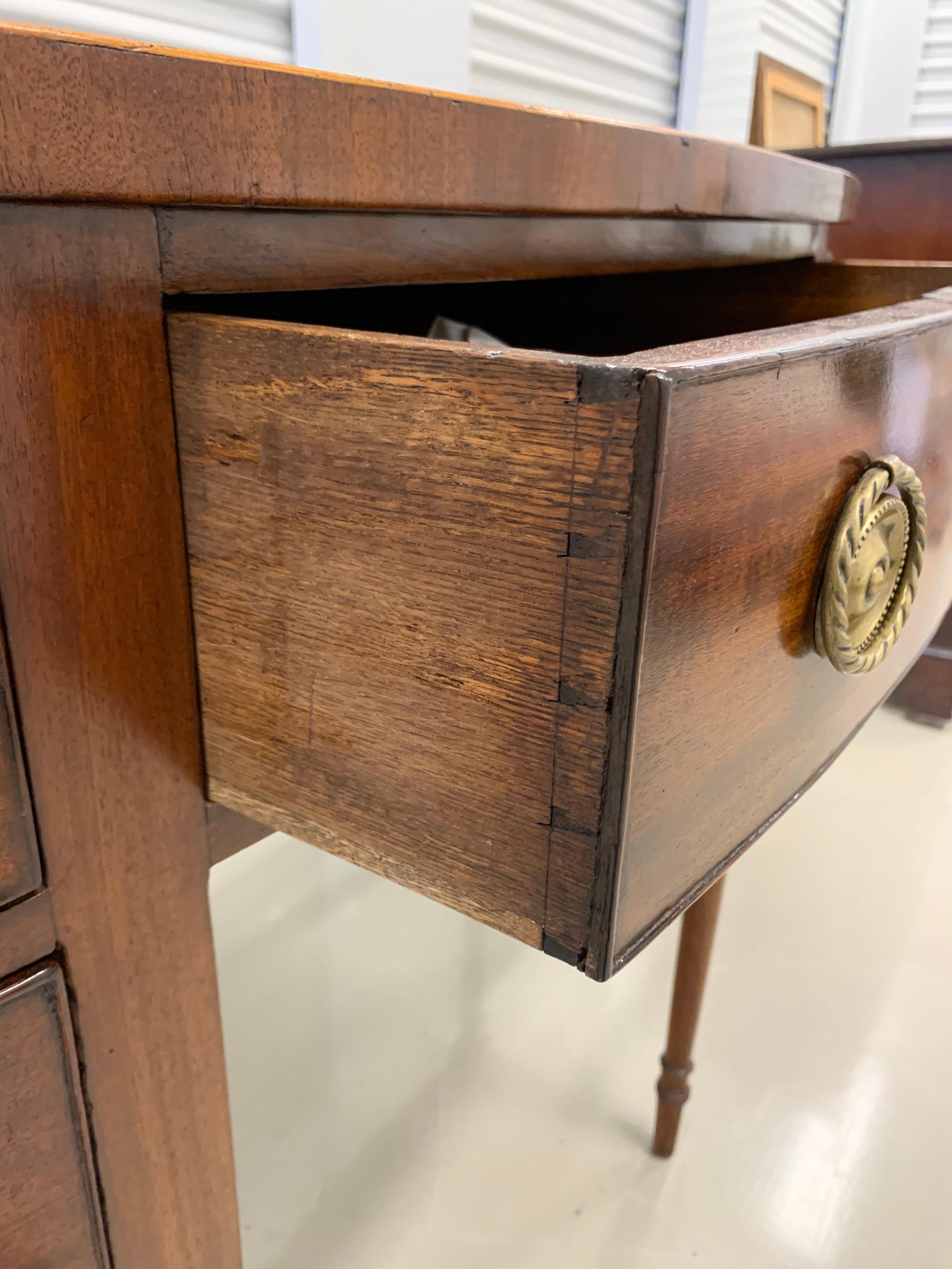 Brass Federal American Antique Mahogany Server Buffet Sideboard Bar