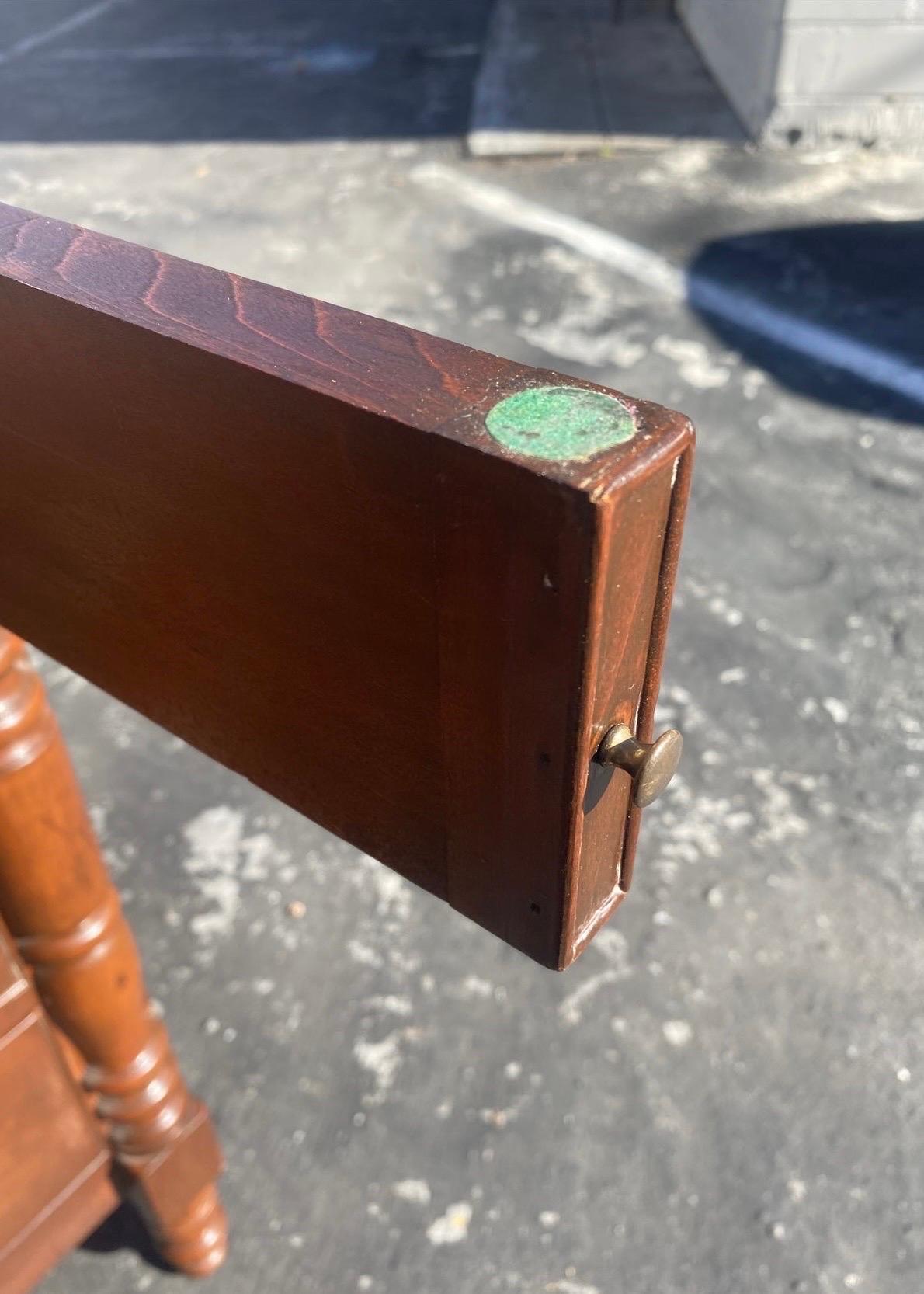 Federal Antique 1825 Drop Front Secretary Desk, Cherry & Tiger Maple In Good Condition In Charleston, SC