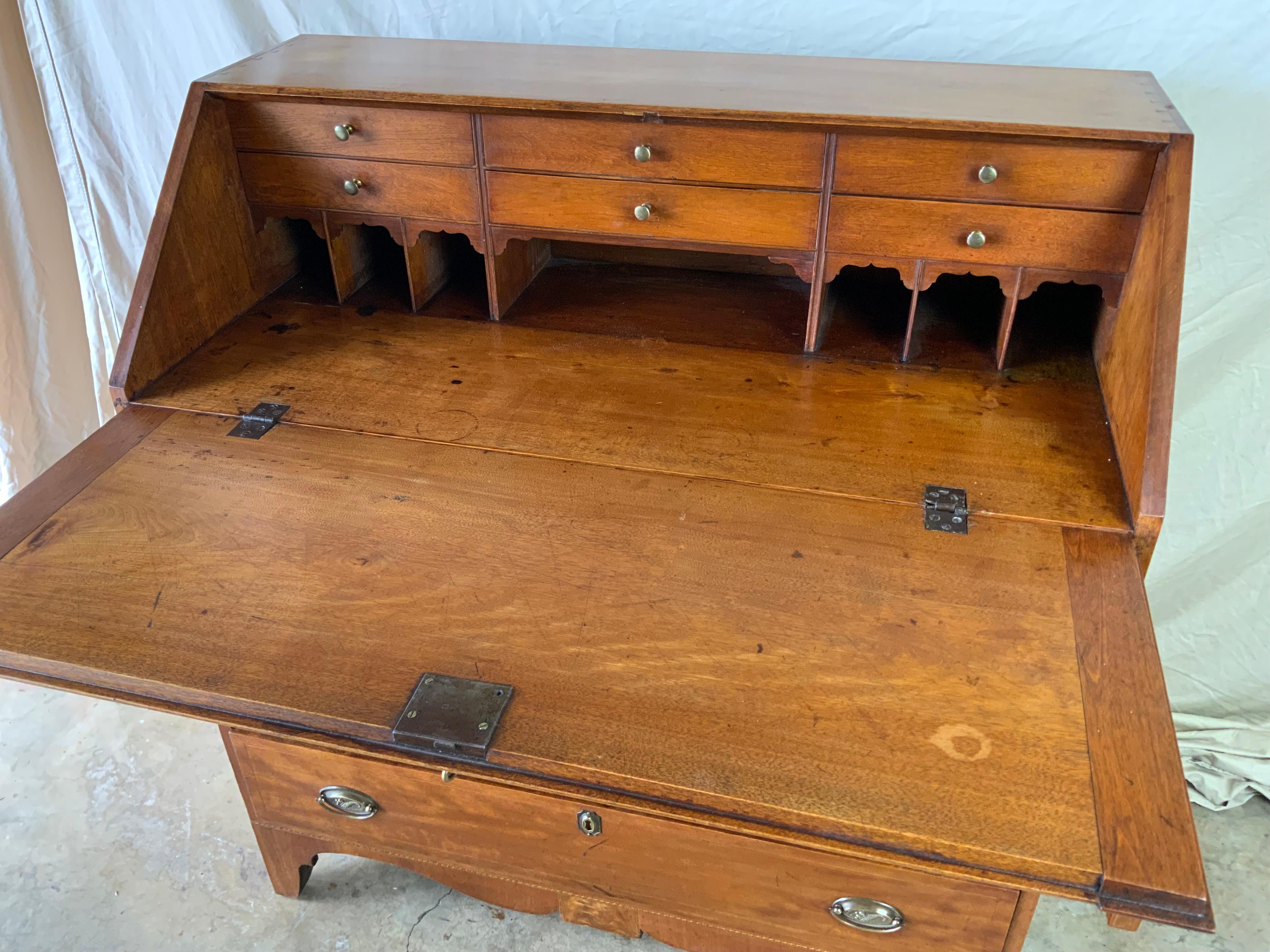 19th Century Federal Birch Slant Front Desk For Sale