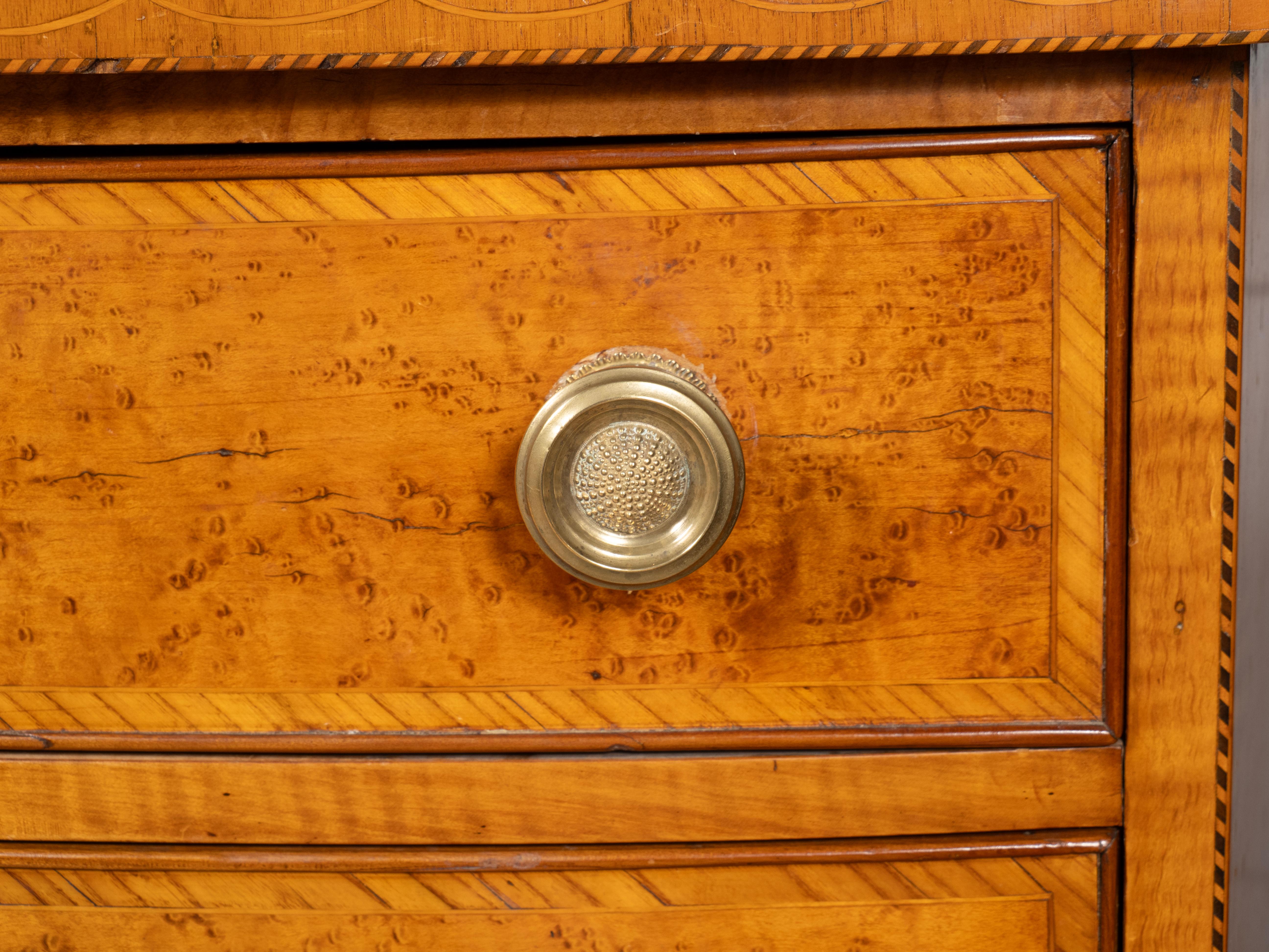 Federal Birdseye Maple Bow Front Chest Of Drawers For Sale 6