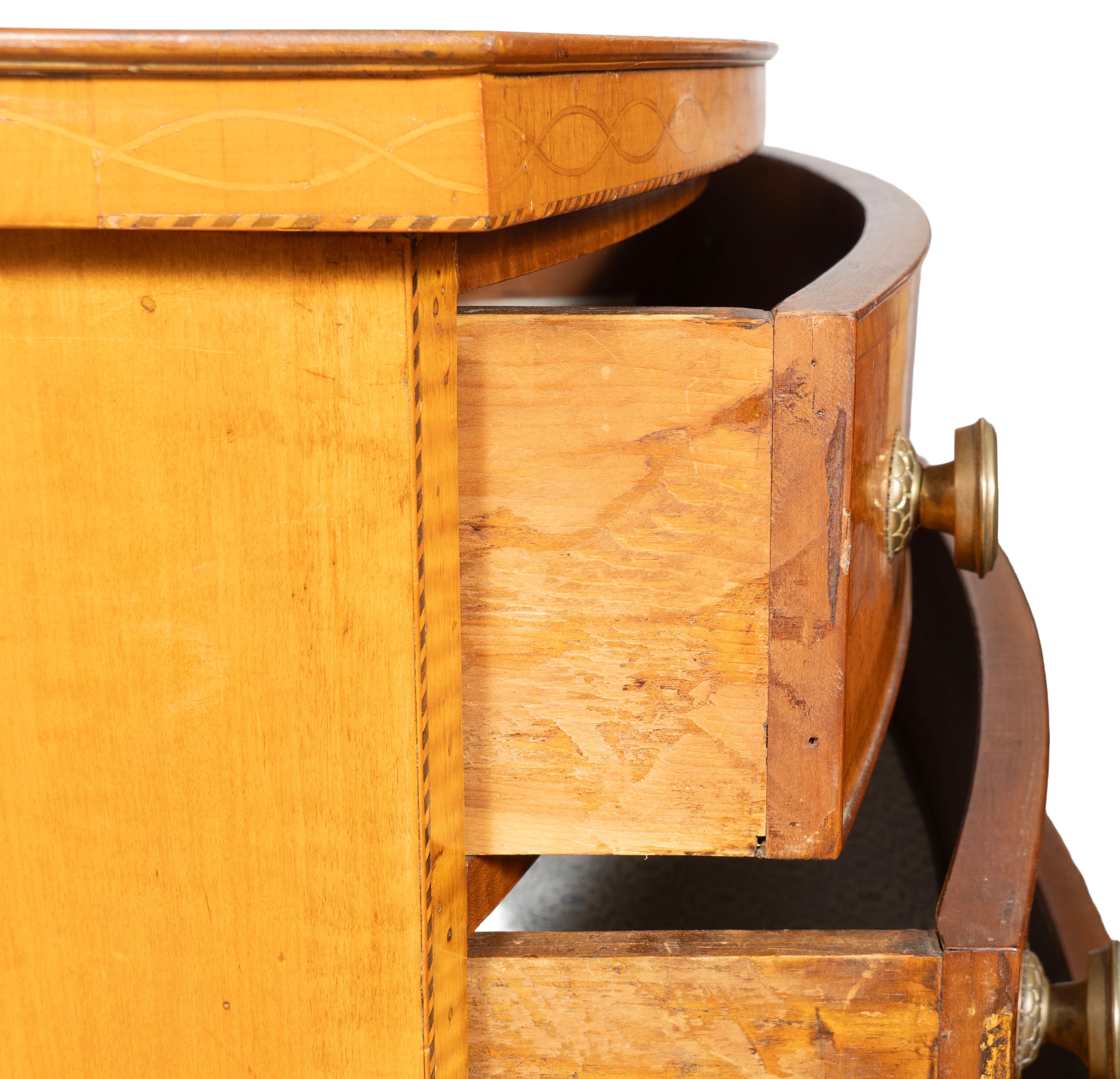 Federal Birdseye Maple Bow Front Chest Of Drawers For Sale 7