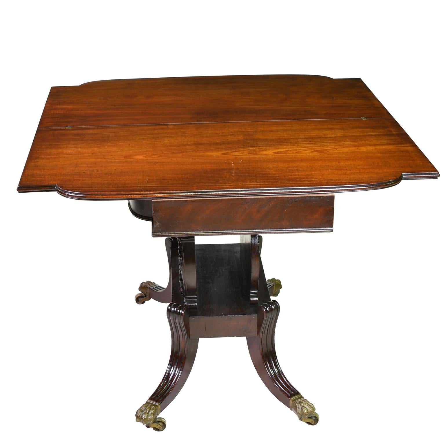 Federal Boston Lyre Games Table Attrib. Thomas Seymour & Thomas Wightman, c 1815 For Sale 2