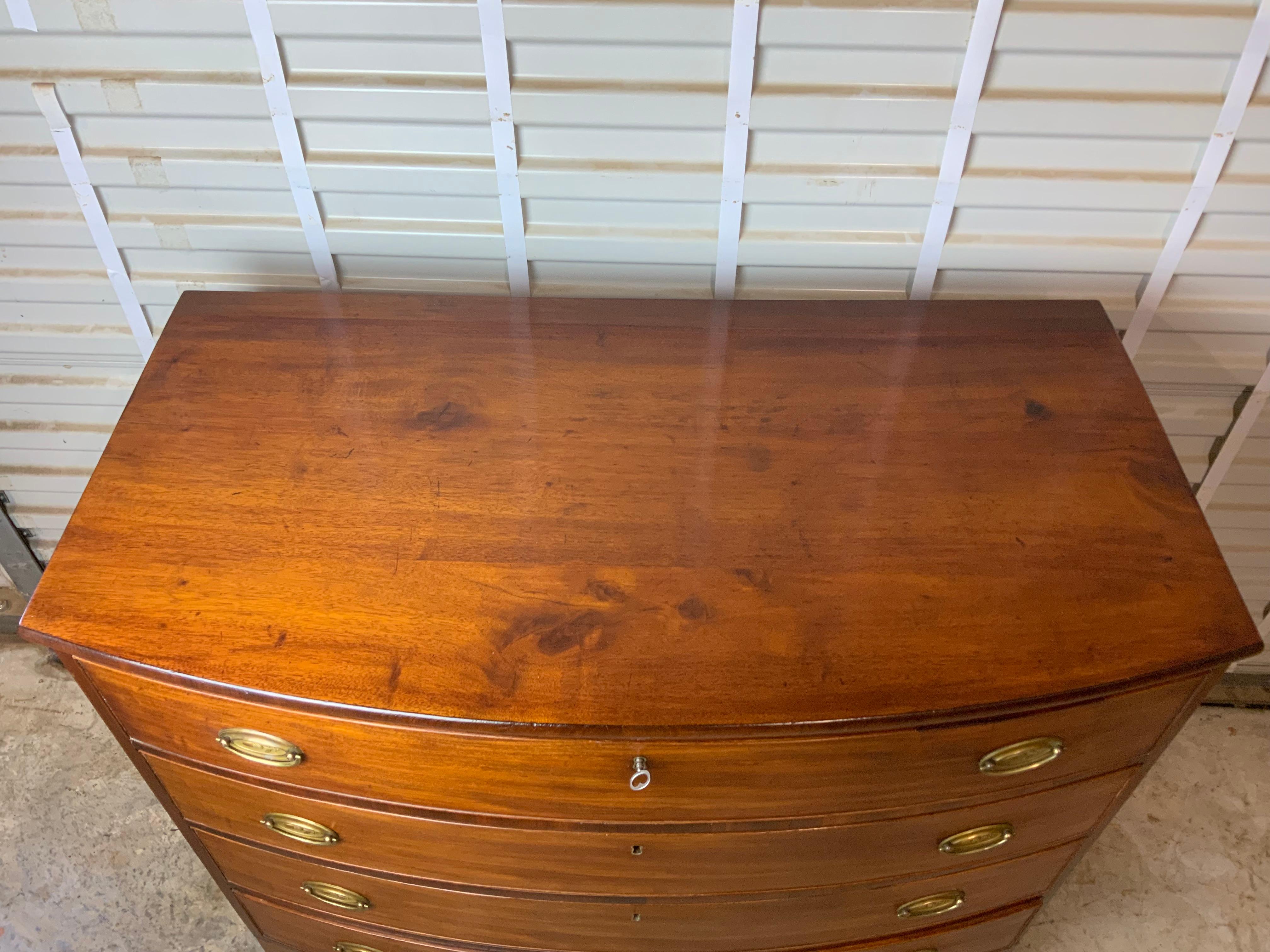 19th Century Federal Bow Front Hepplewhite Chest For Sale