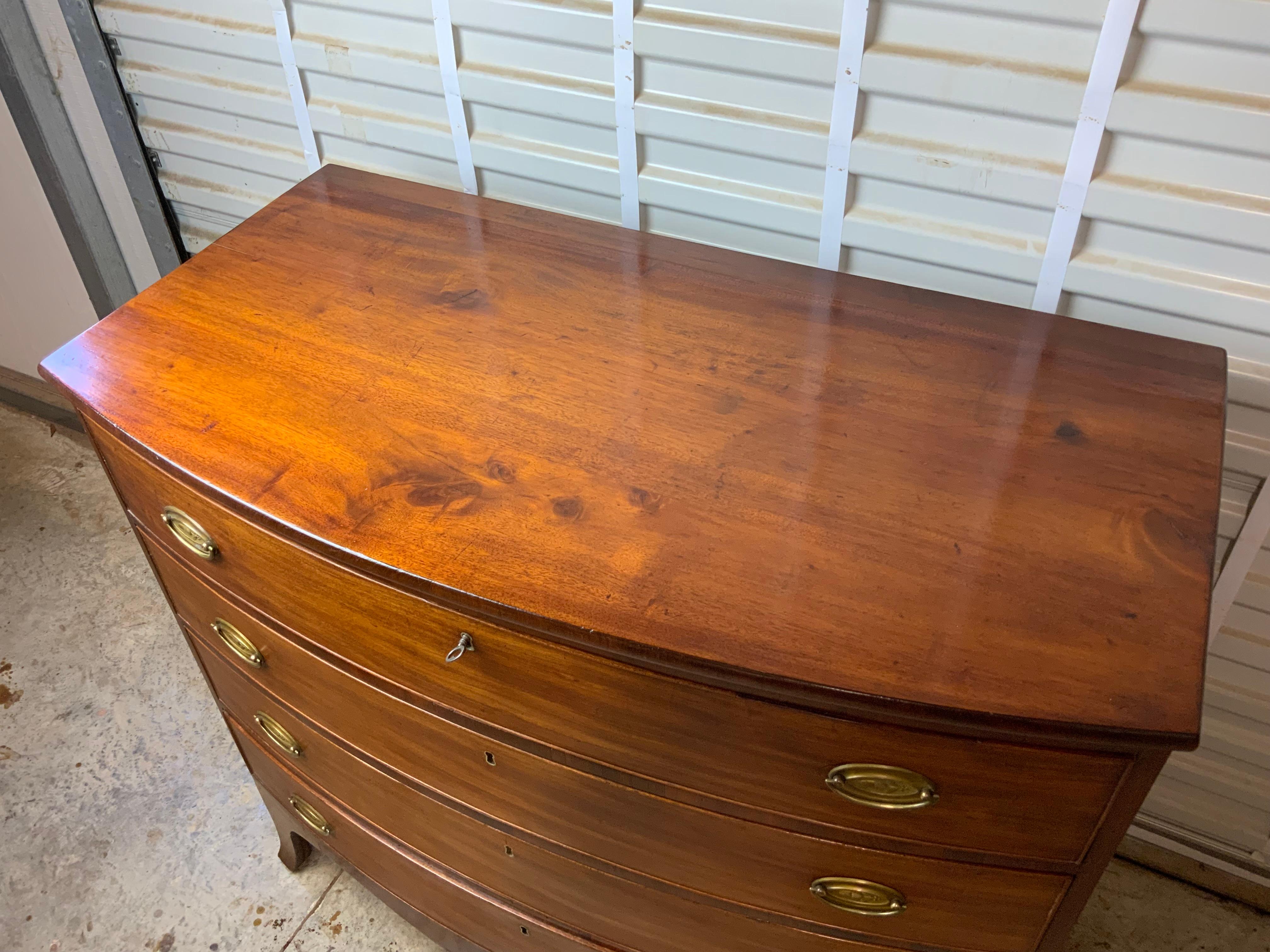 Mahogany Federal Bow Front Hepplewhite Chest For Sale