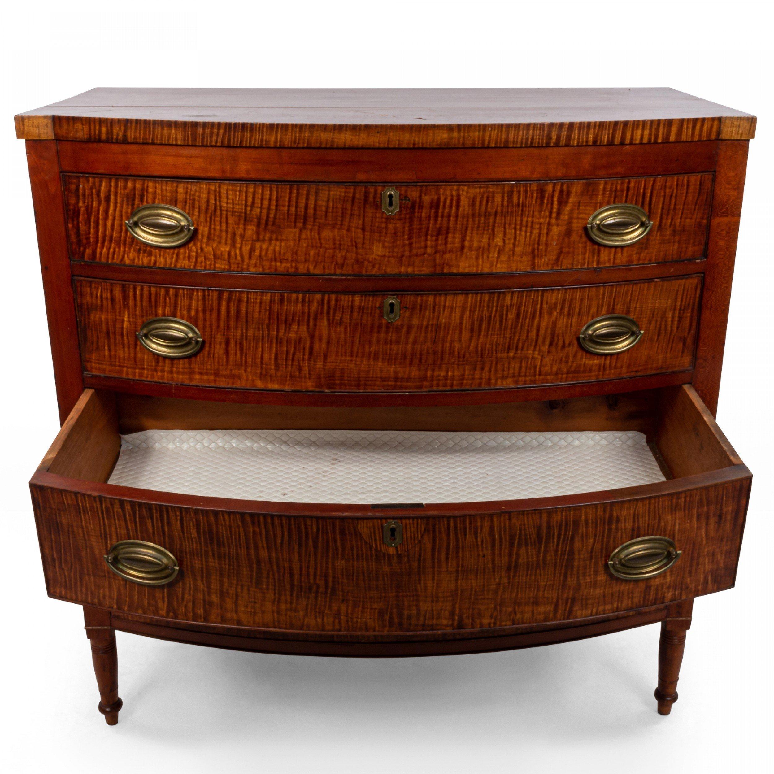 19th Century Federal Bowed Front Mahogany Chest of Drawers