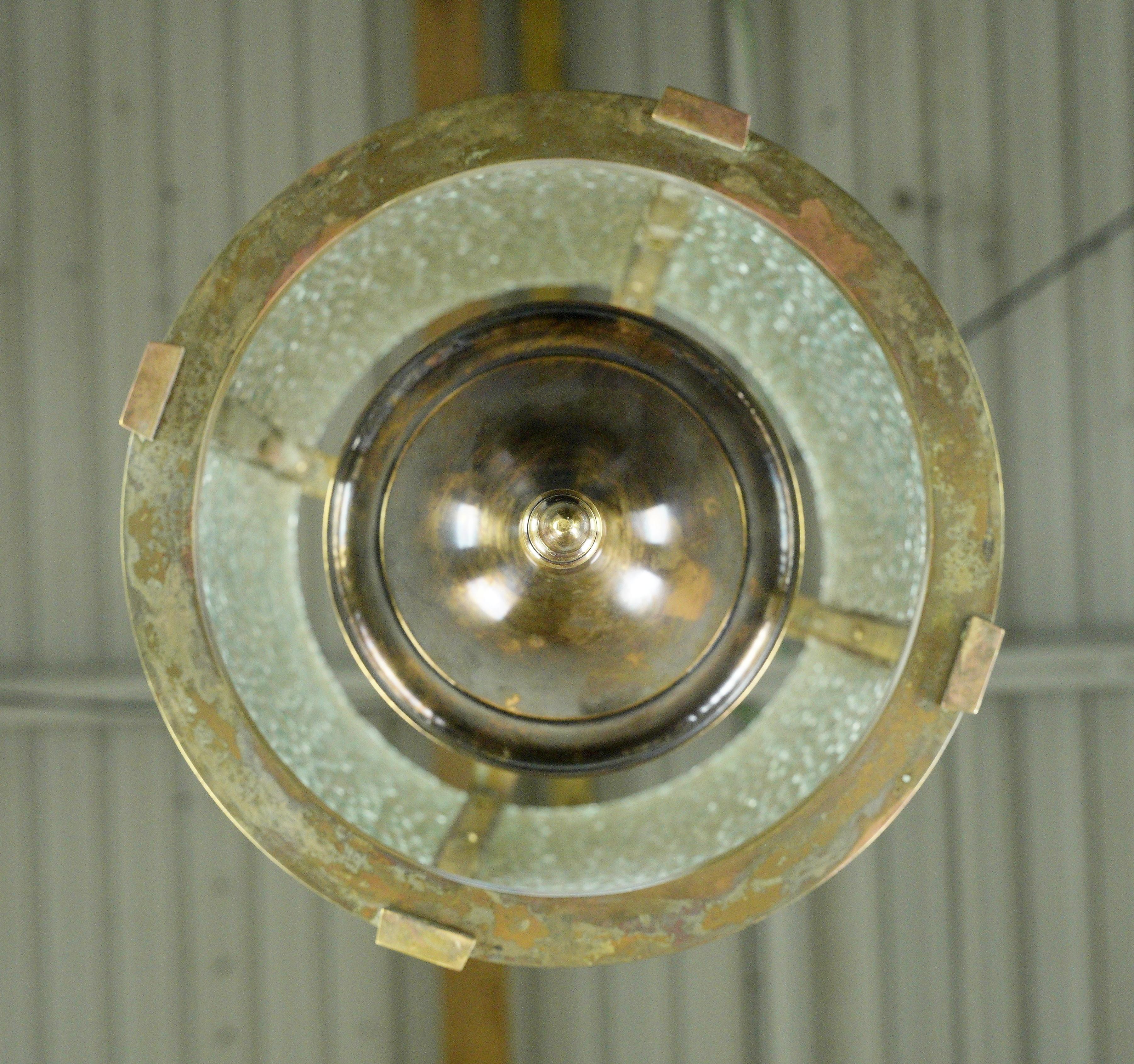 Federal Bronze Clear Pebbled Glass Lantern Pendant For Sale 6