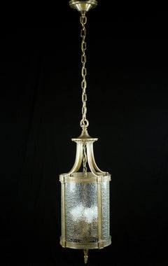 Federal Bronze Clear Pebbled Glass Lantern Pendant