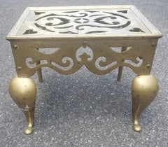 Federal Cast Brass Hearth Bench Fireplace Trivet / Stool, circa 1840s
