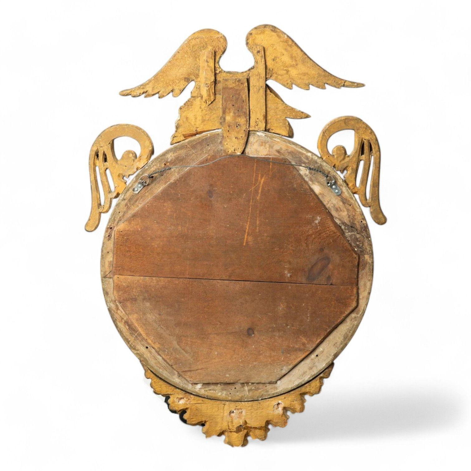 Espejos de pared federales convexos, madera dorada tallada, águilas opuestas, Inglaterra, década de 1830 6