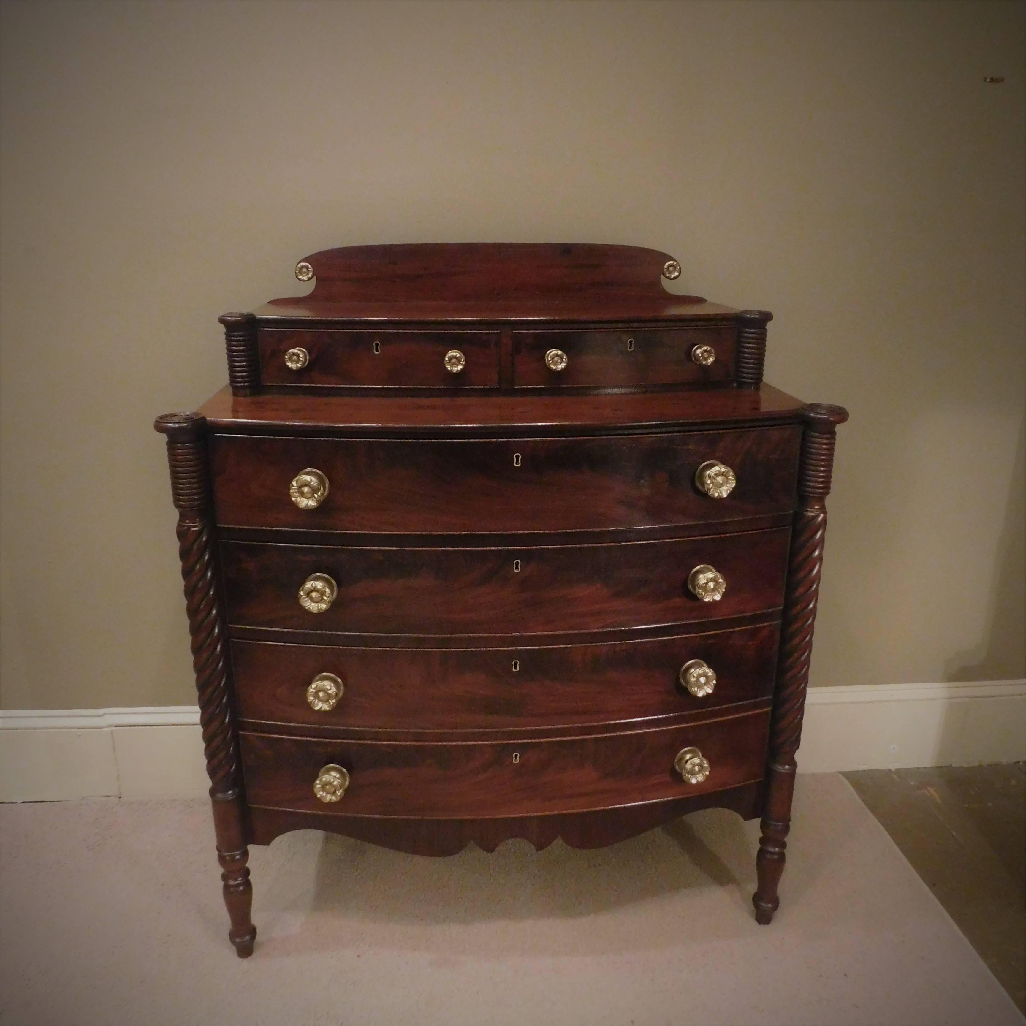 American Federal Cookie-Corner Step-Back Chest, New England, circa 1810 For Sale