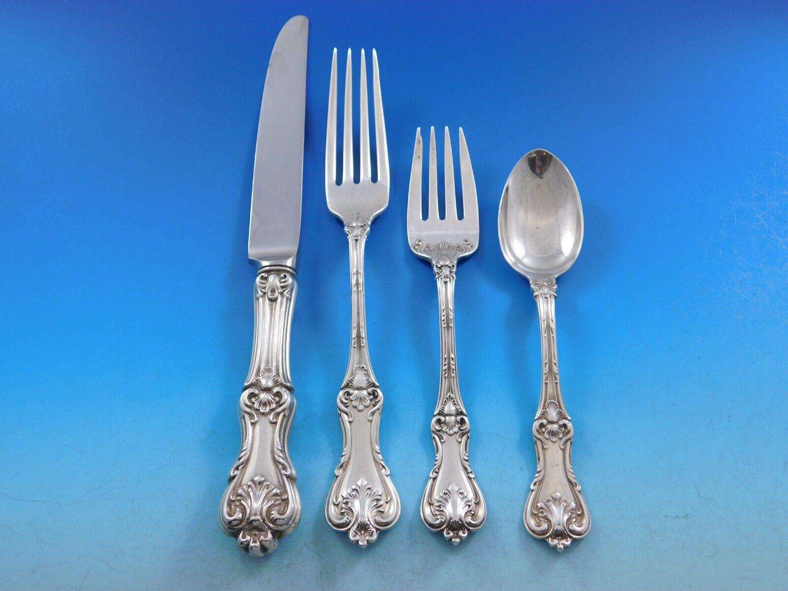 Federal Cotillion by Fr. Smith Sterling Silver Flatware Set Service 74 Pc Dinner In Excellent Condition For Sale In Big Bend, WI