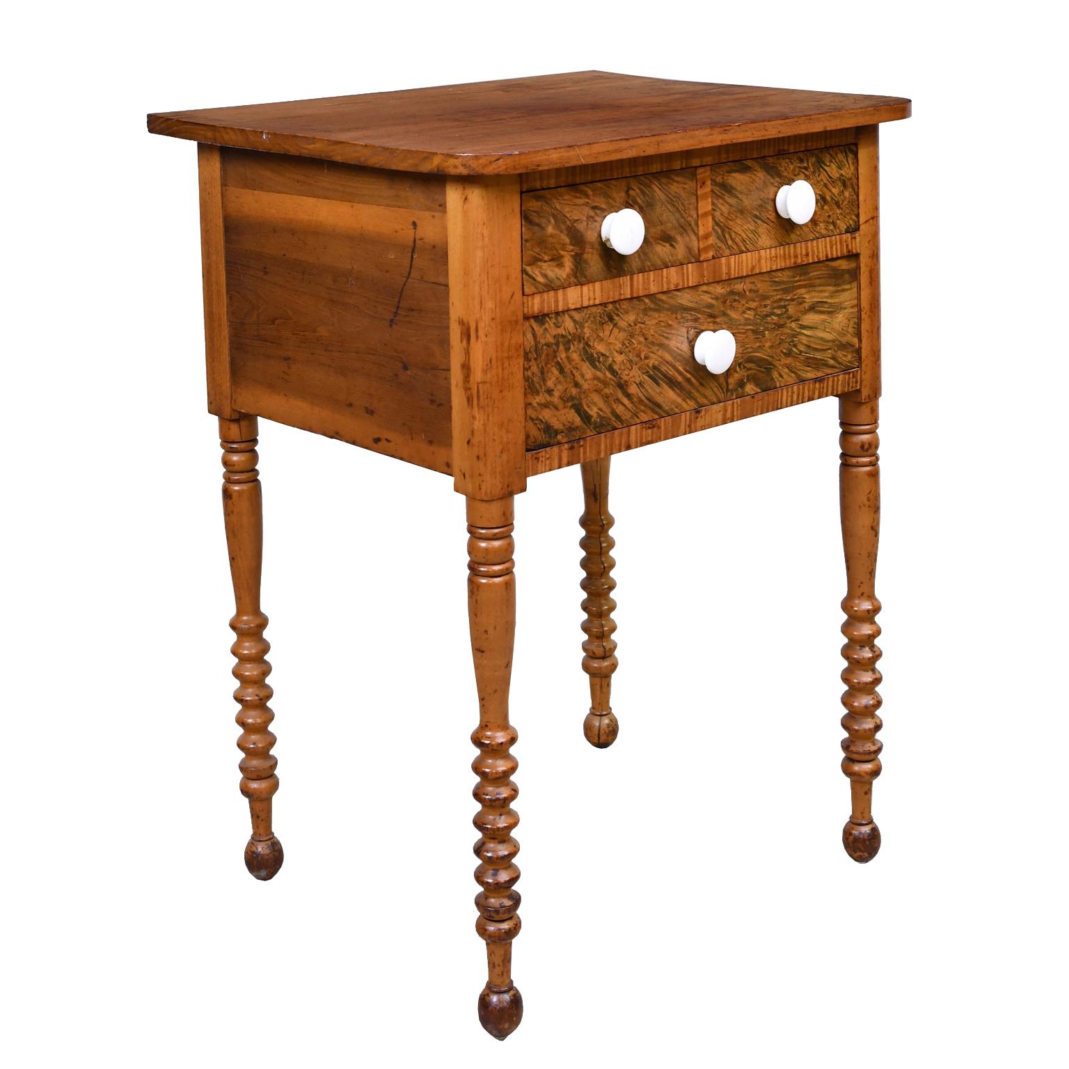 Federal Country Table or Nightstand in Fruitwood with Drawers, Pennsylvania 3