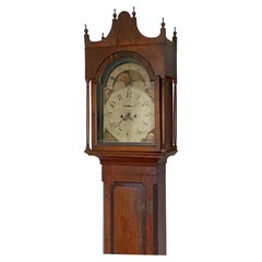 Federal Curly Maple and Mahogany Banded Tall Case Clock PA, Circa 1810