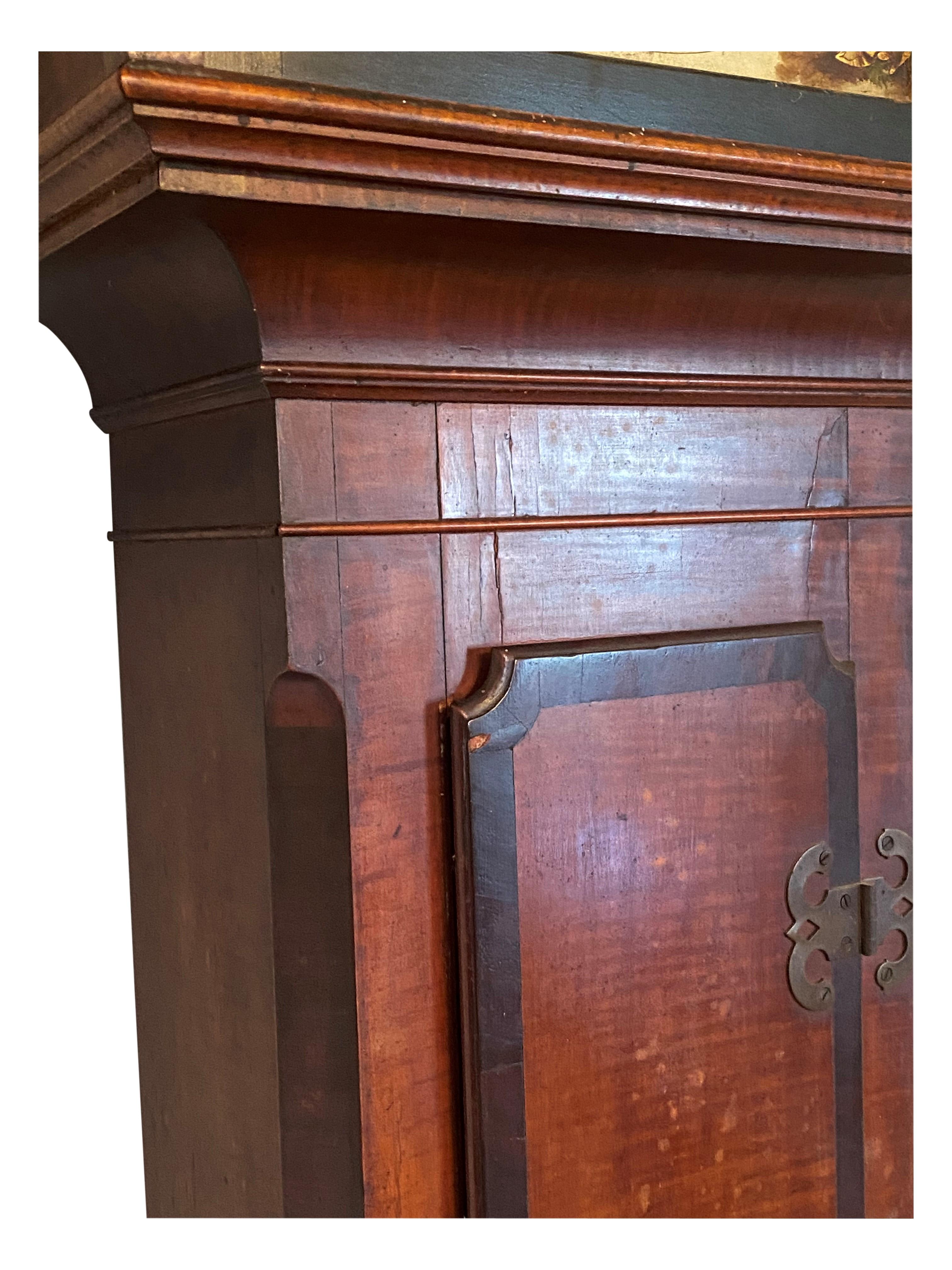 Woodwork Federal Curly Maple and Mahogany Banded Tall Case Clock PA, Circa 1810