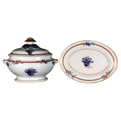Soupière, couvercle et Stand en porcelaine d'exportation chinoise du marché américain