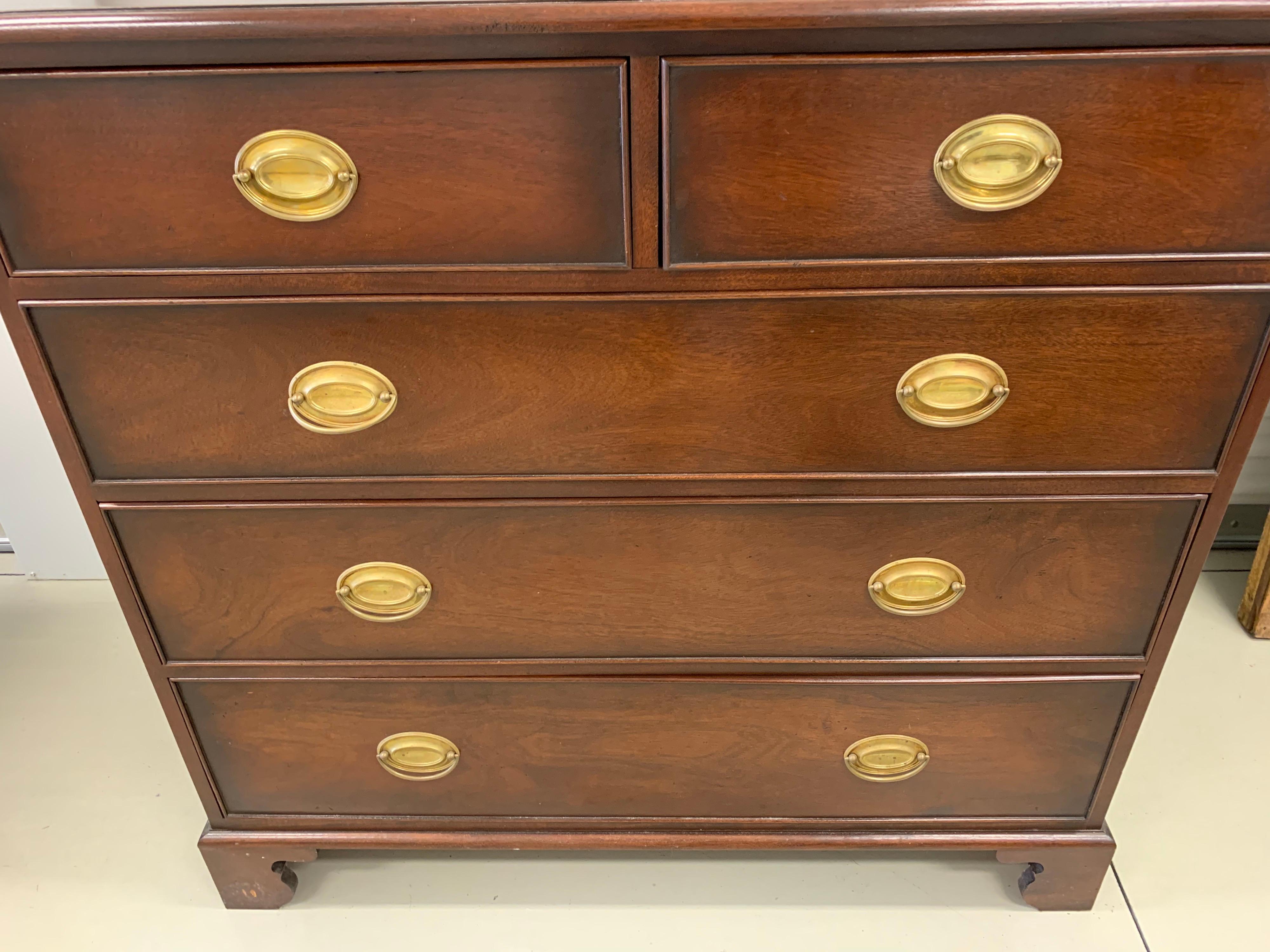 20th Century Federal Five-Drawer Mahogany Dresser Commode Chest of Drawers